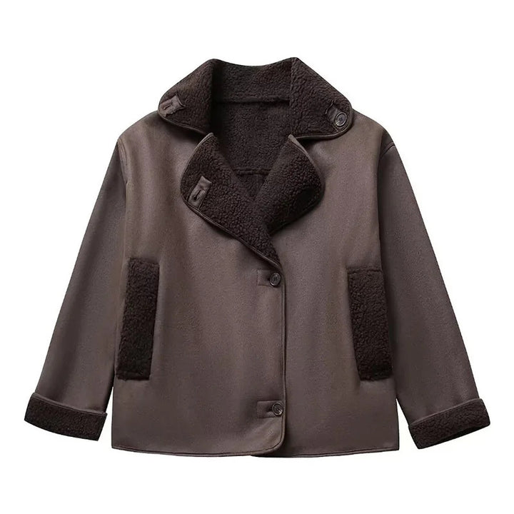Synthetic leather jacket for women with plush lining Lune London