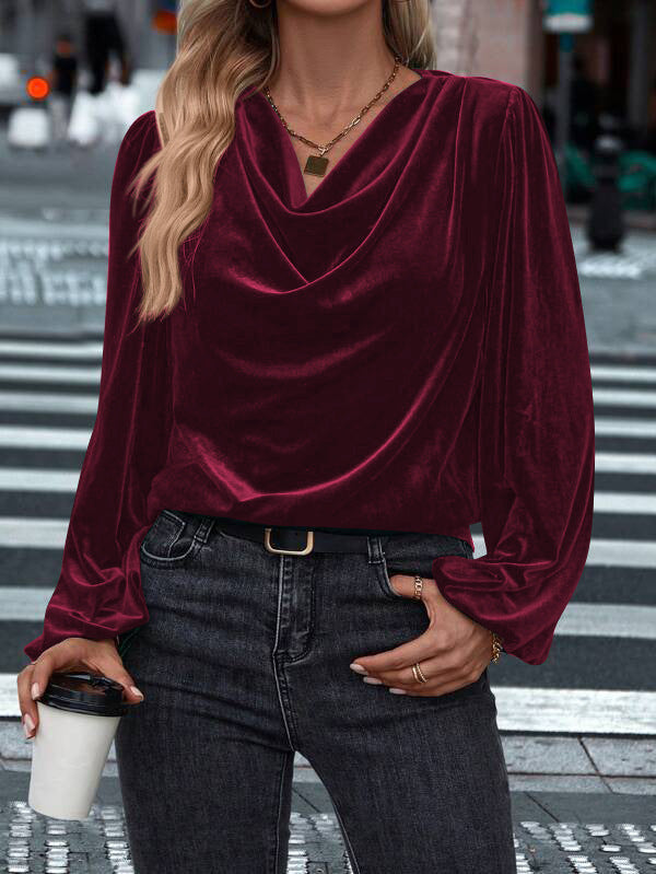 Ladies Elegant Viscose Blouse with Waterfall Neckline Lune London