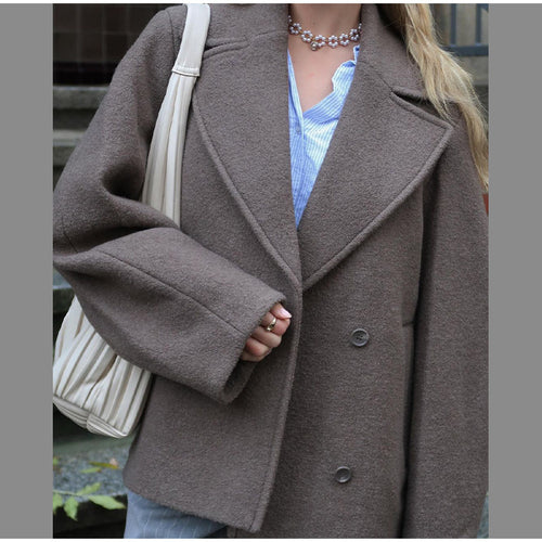 Ladies Oversized Wool Cardigan with wide sleeves and elegant Lune London lapels