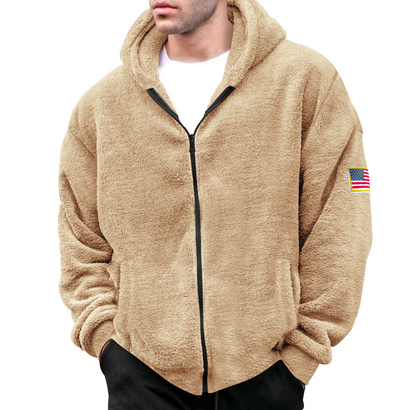 Men's cozy fleece jacket with hood and practical zip pockets Chic and style