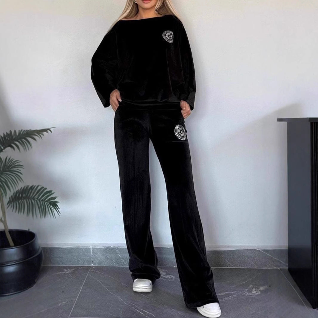 Ensemble décontracté en velours pour femme avec coupe douce Chic & Stil