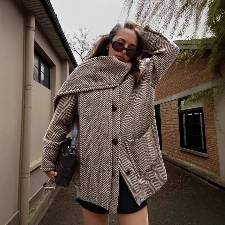 Ladies luxury oversized jacket with chic and stylish textured design