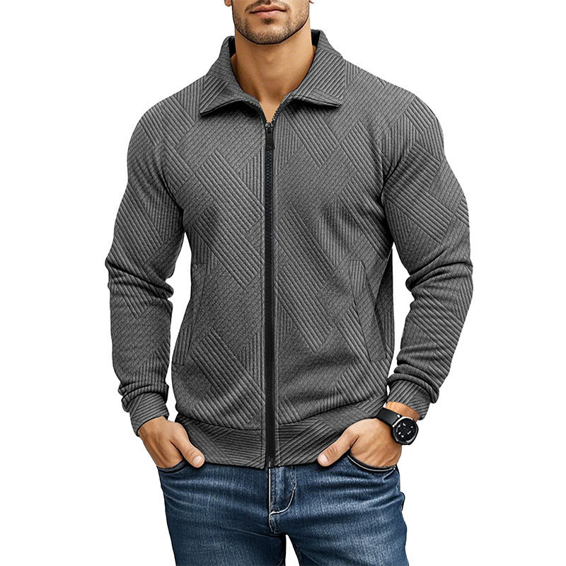Men's knit jacket with structured design and sporty collar Lune London