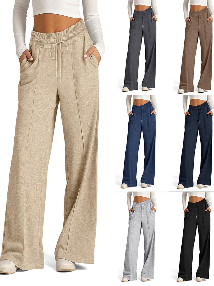 Loose leisure pants for women with elastic waistband and practical side pockets Lune London