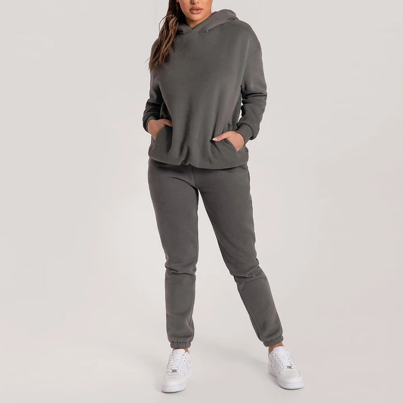 Ensemble de sweat à capuche décontracté pour femmes avec poches pratiques et taille élastique Chic & Stil