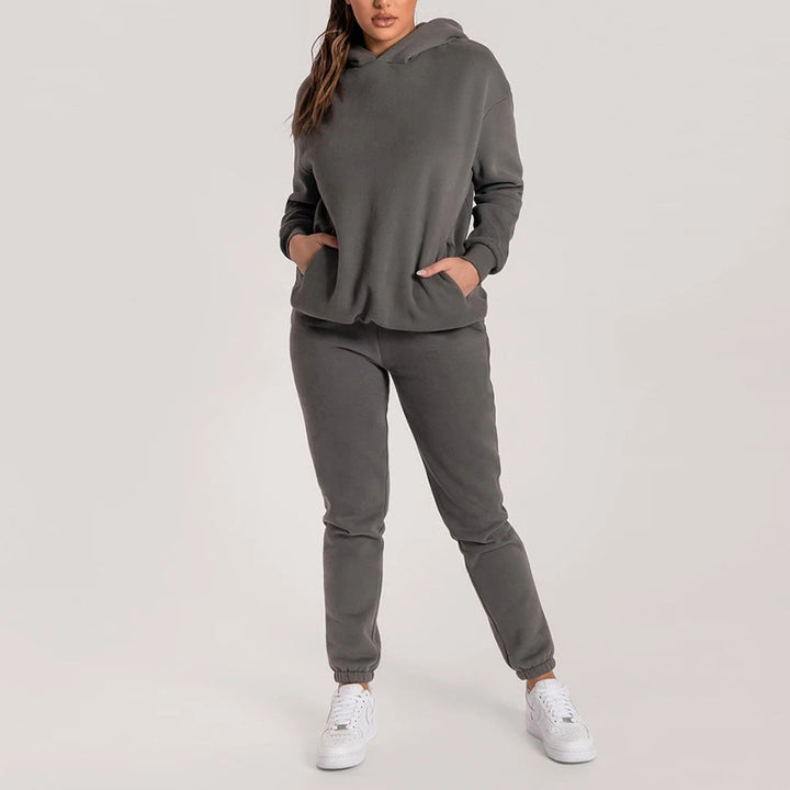 Ensemble de sweat à capuche décontracté pour femmes avec poches pratiques et taille élastique Chic & Stil