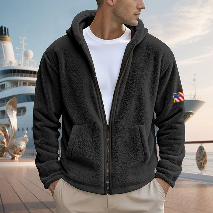 Men's Fleece Hoodie with practical pockets and modern zipper Lune London