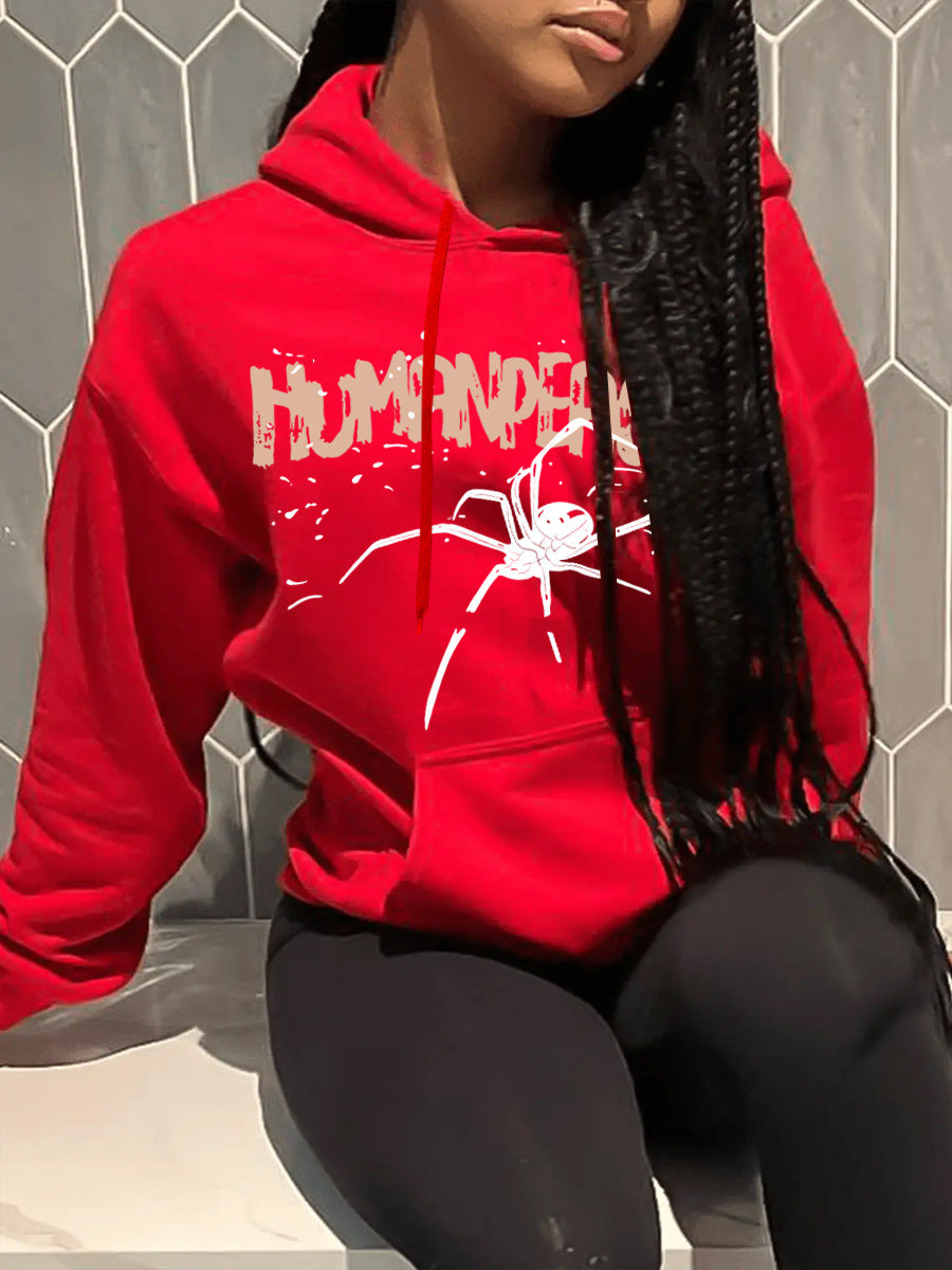 Ladies hoodie with creative spider pattern and comfortable fit Lune London