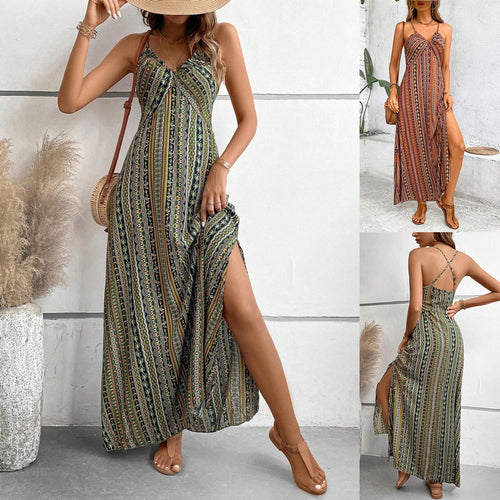 Lune London Women's Bohemian Maxi Dress with Straps