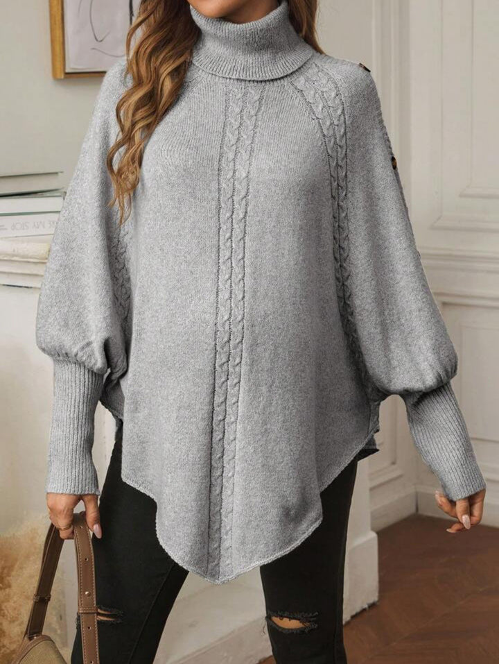 Casual turtleneck sweater for women with textured design Lune London
