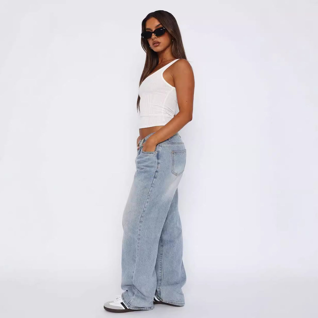 Women's casual wide jeans with high waist and fashionable cut Lune London