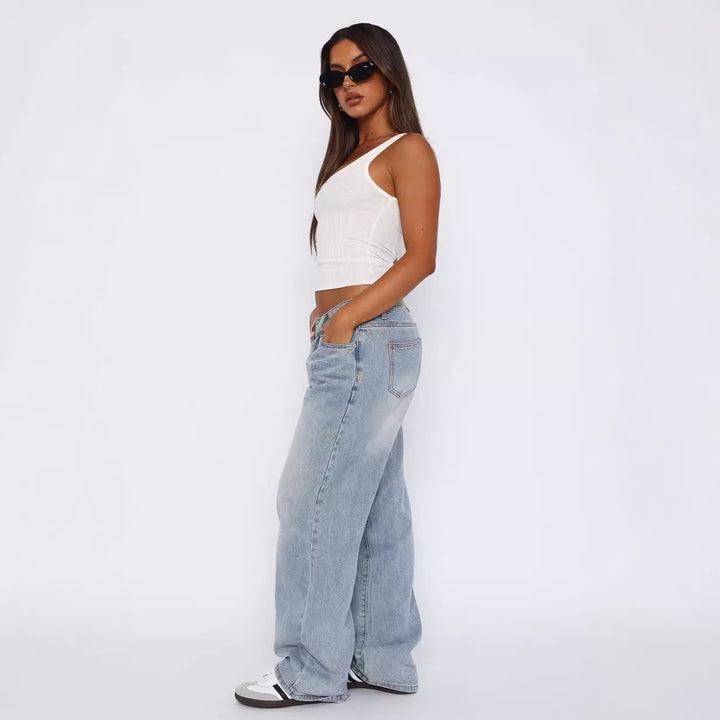 Women's casual wide jeans with high waist and fashionable cut Lune London