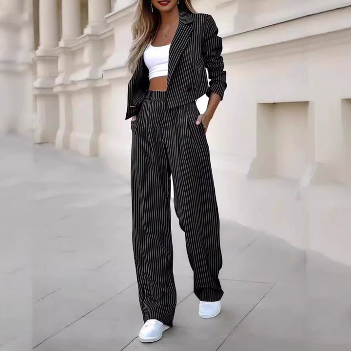 Ladies stylish professional outfit with chic and stylish pinstripe pattern