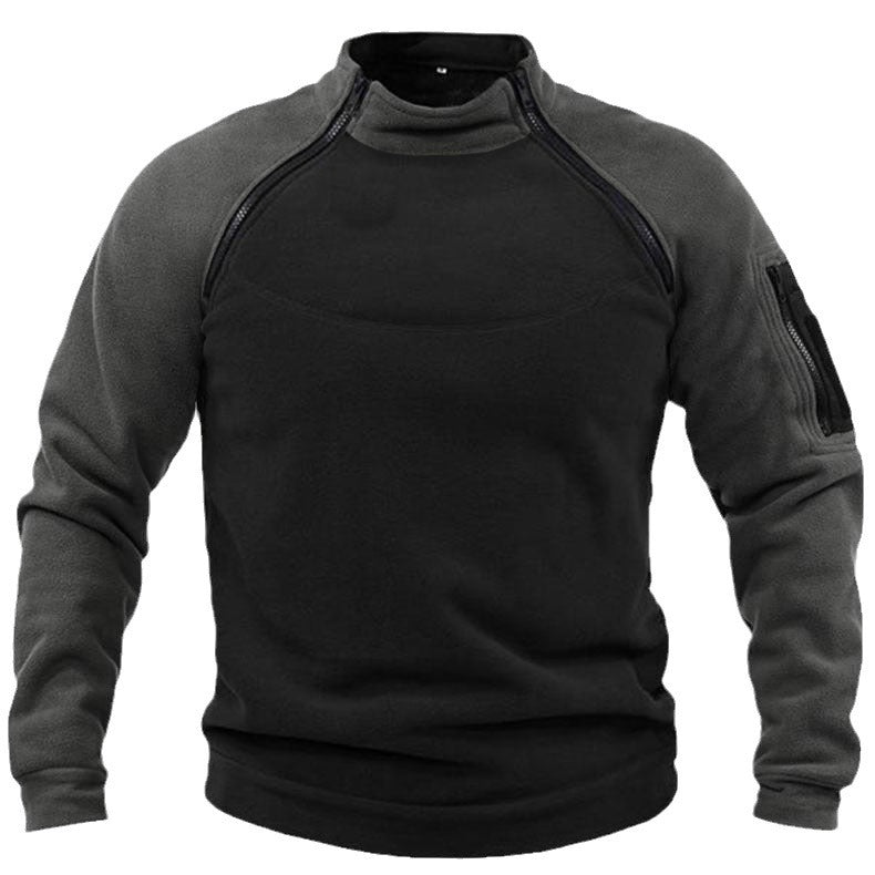 Fleece pullover for men with high collar and functional pockets Lune London