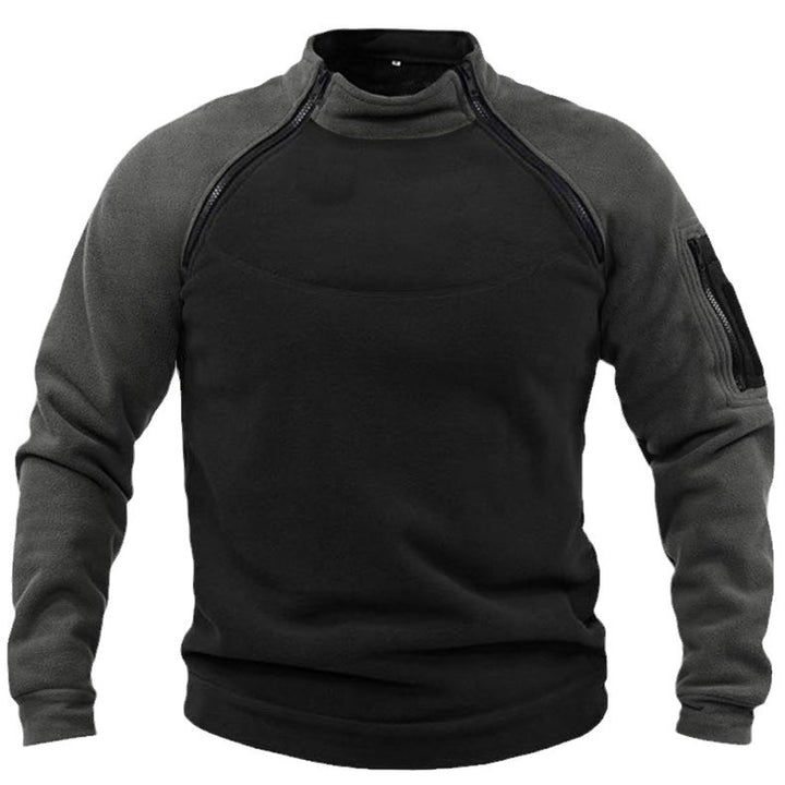 Fleece pullover for men with high collar and functional pockets Lune London