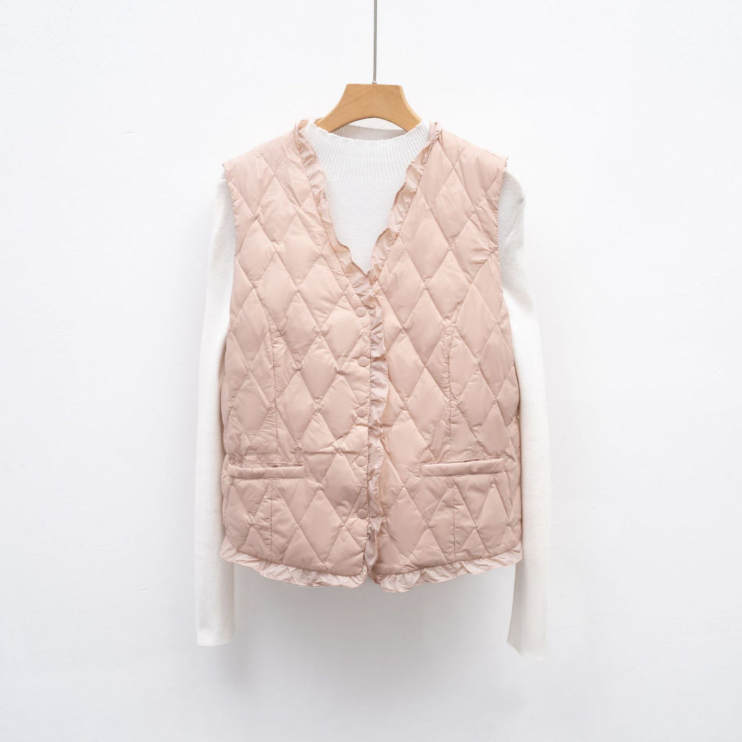 Ladies quilted vest with asymmetrical cut Lune London