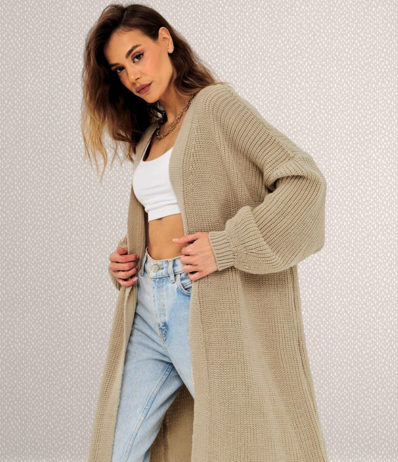 Ladies Long Sleeve Open Front Knit Cardigan Lune London