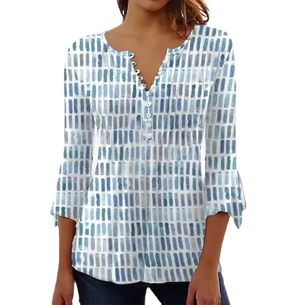 Blouse pour femmes au design graphique moderne avec détails de boutons Chic & Stil