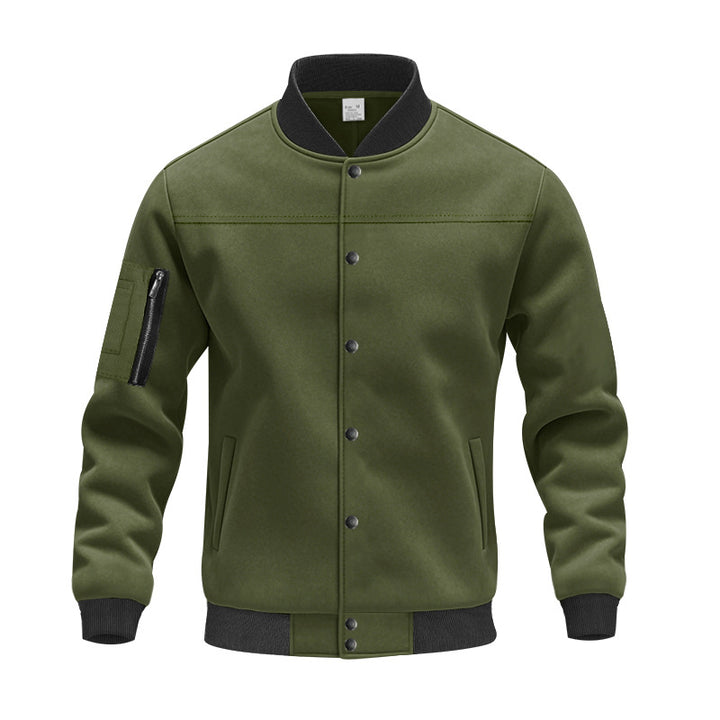 Trendy university jacket for men with practical zippered pockets and elastic cuffs Lune London