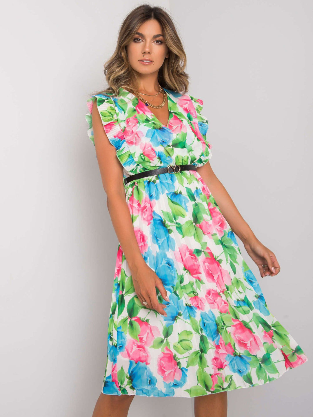 Lune London Floral Pattern Ruffle Midi Dress for Ladies
