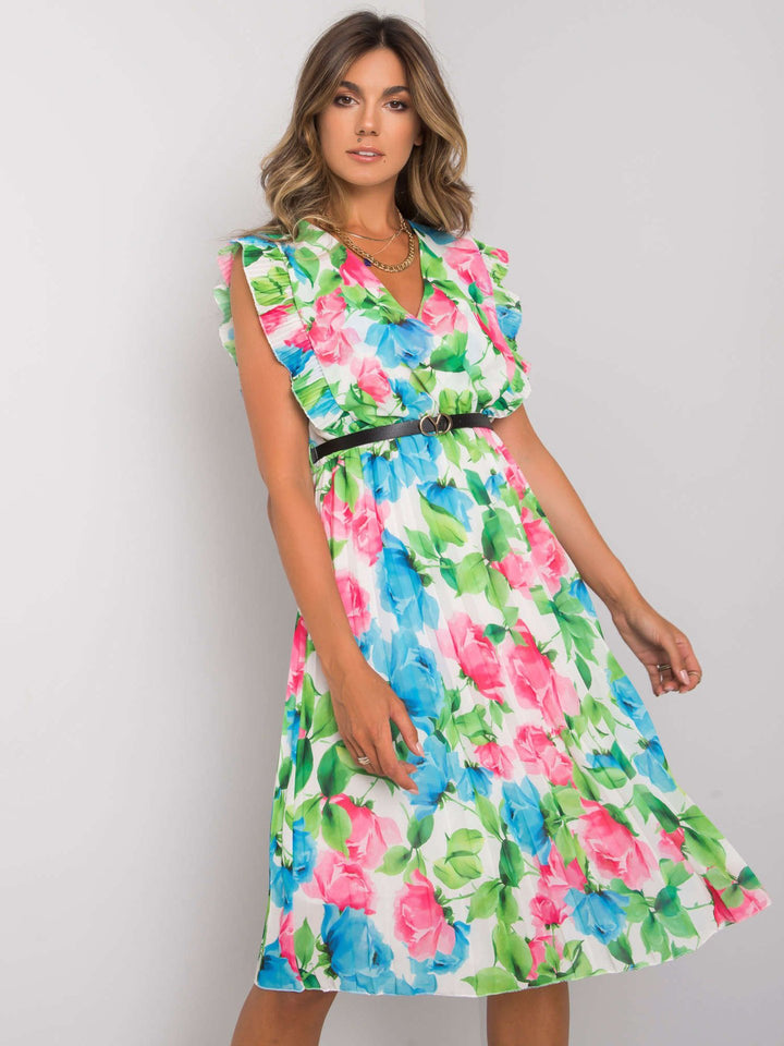Lune London Floral Pattern Ruffle Midi Dress for Ladies