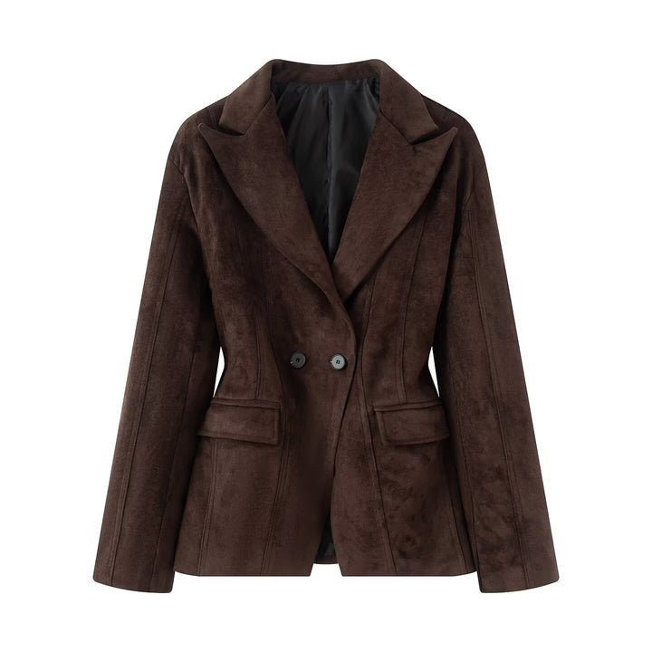 Veste blazer double boutonnage à la mode pour femmes en look daim élégant Chic & Stil