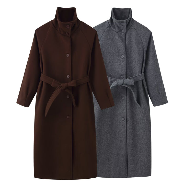 Veste de transition élégante pour femmes avec col montant et ceinture à la taille Chic & Stil