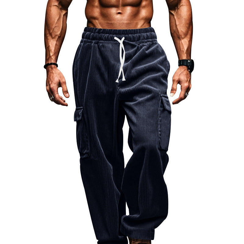 Casual cargo pants for men with an urban style featuring practical pockets and an elastic waist Lune London