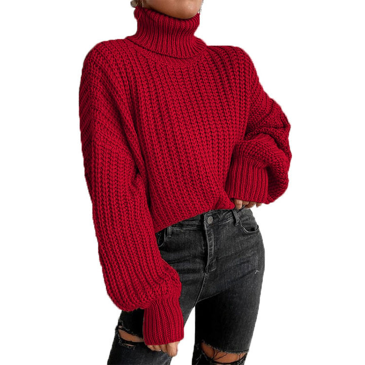 Cozy turtleneck knitted sweater for women with a structured knit pattern Lune London