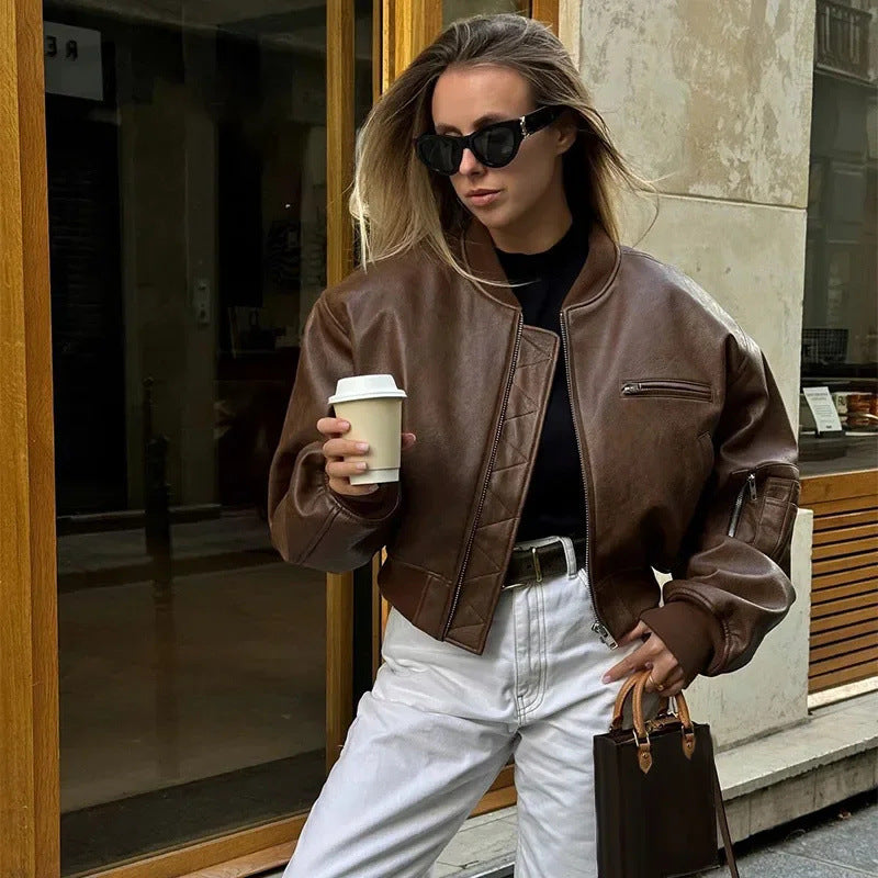 Casual bomber jacket for women in high-quality faux leather Lune London