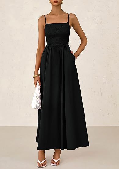 Maxi dress for women with elastic top and flowing skirt Lune London