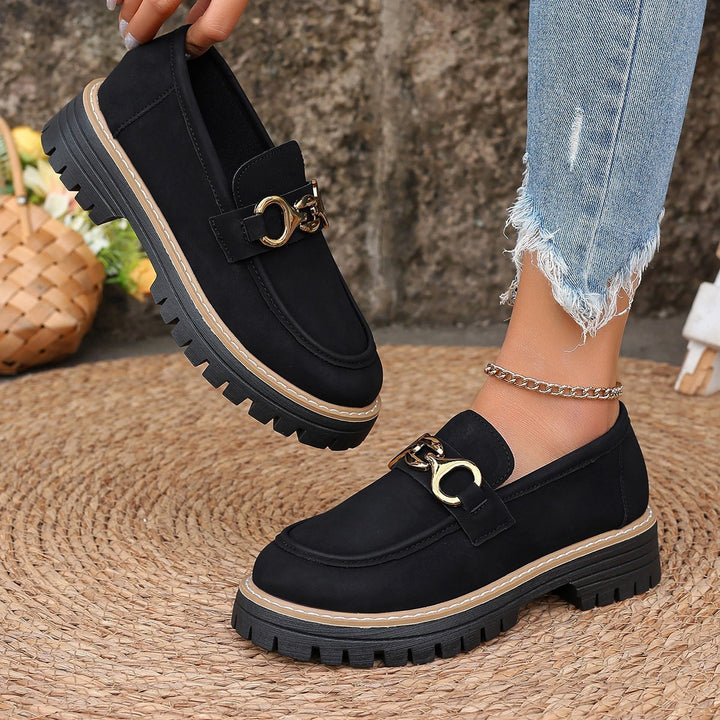 Women Stylish Loafers with trendy gold accent and comfortable profile sole Lune London