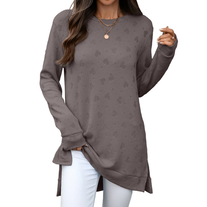 Ladies casual long sleeve tunic with woven pattern Lune London