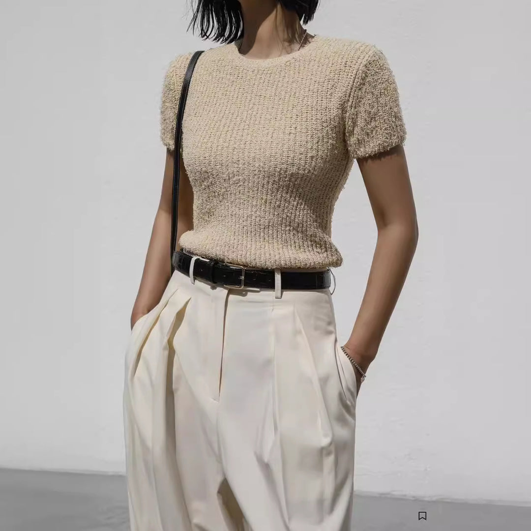 Pantalons de costume élégants pour femmes, à coupe large et taille haute Chic & Stil