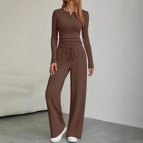 Ladies Long Sleeve Lounge Set with Adjustable Waist Drawstring Lune London