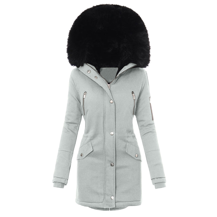Ladies winter parka with removable faux fur collar and practical zip pockets Lune Londonl
