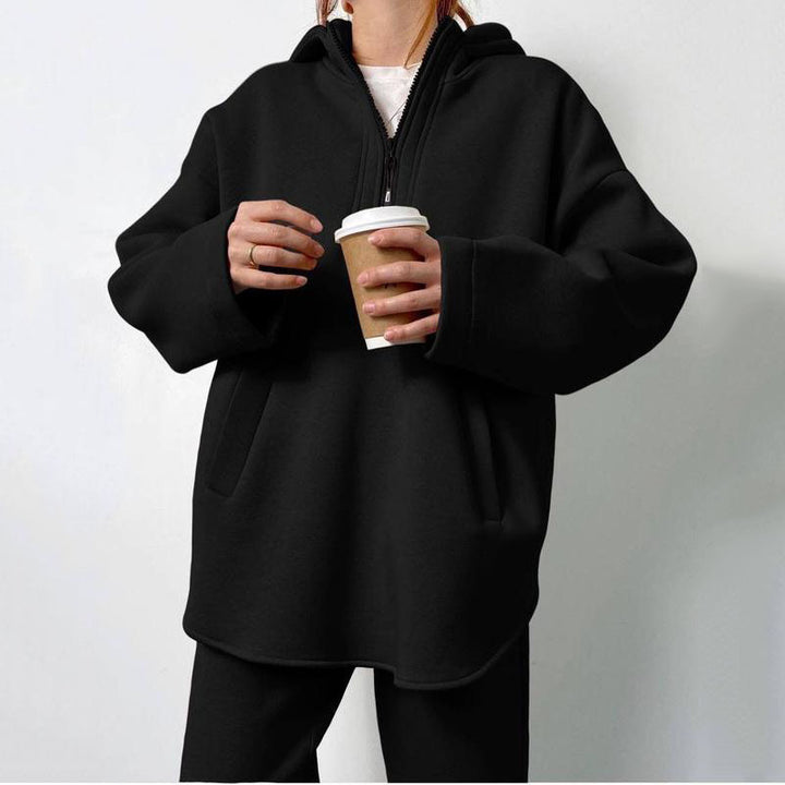 Ladies Modern High Collar Fleece Sports Set with Practical Pockets Lune London