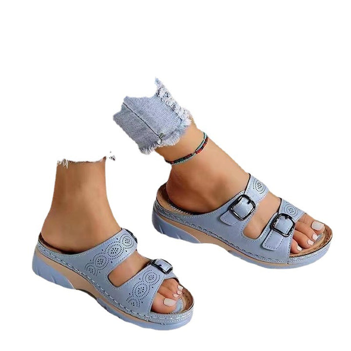 Ladies Strappy Sandals with Stylish Buckles Lune London