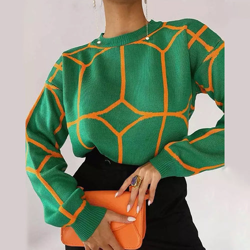 Knitted patterned sweater for women with a modern graphic design Lune London
