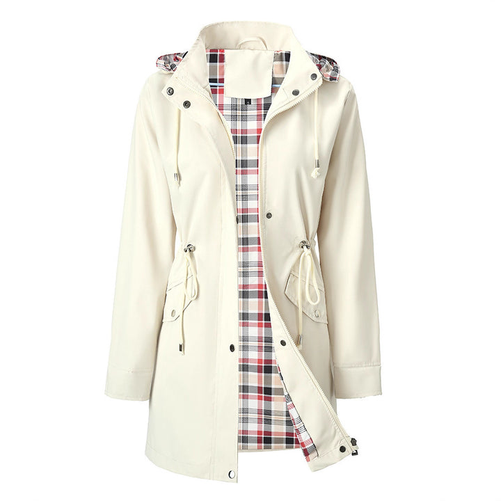 Veste de transition pour femmes avec taille ajustable et motif à carreaux invitant Chic & Stil