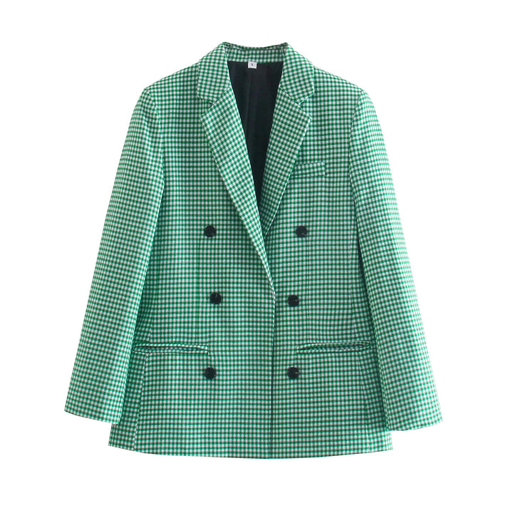 Checked blazer for women with double-breasted Lune London