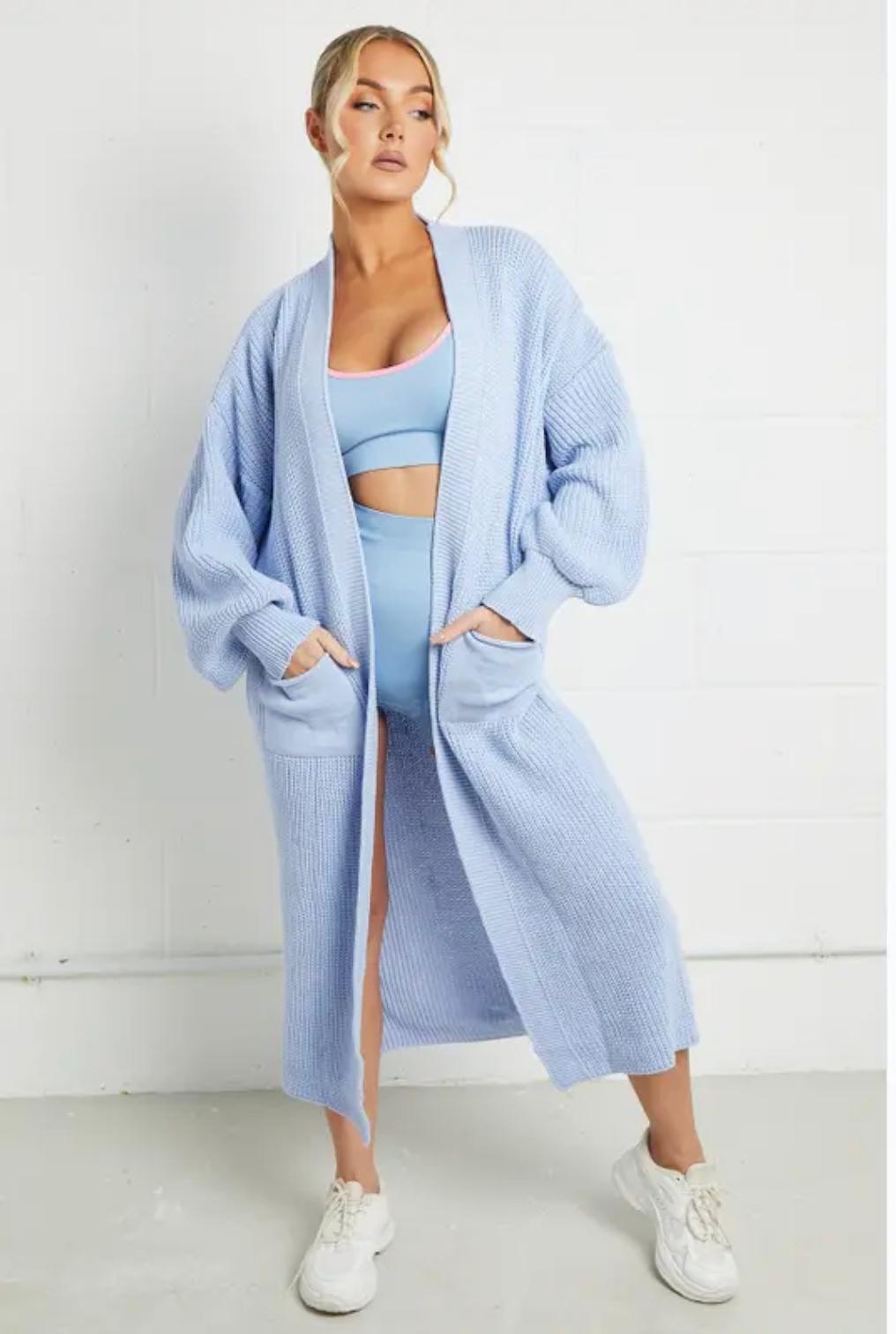 Ladies Long Sweater Coat with Large Pockets Lune London