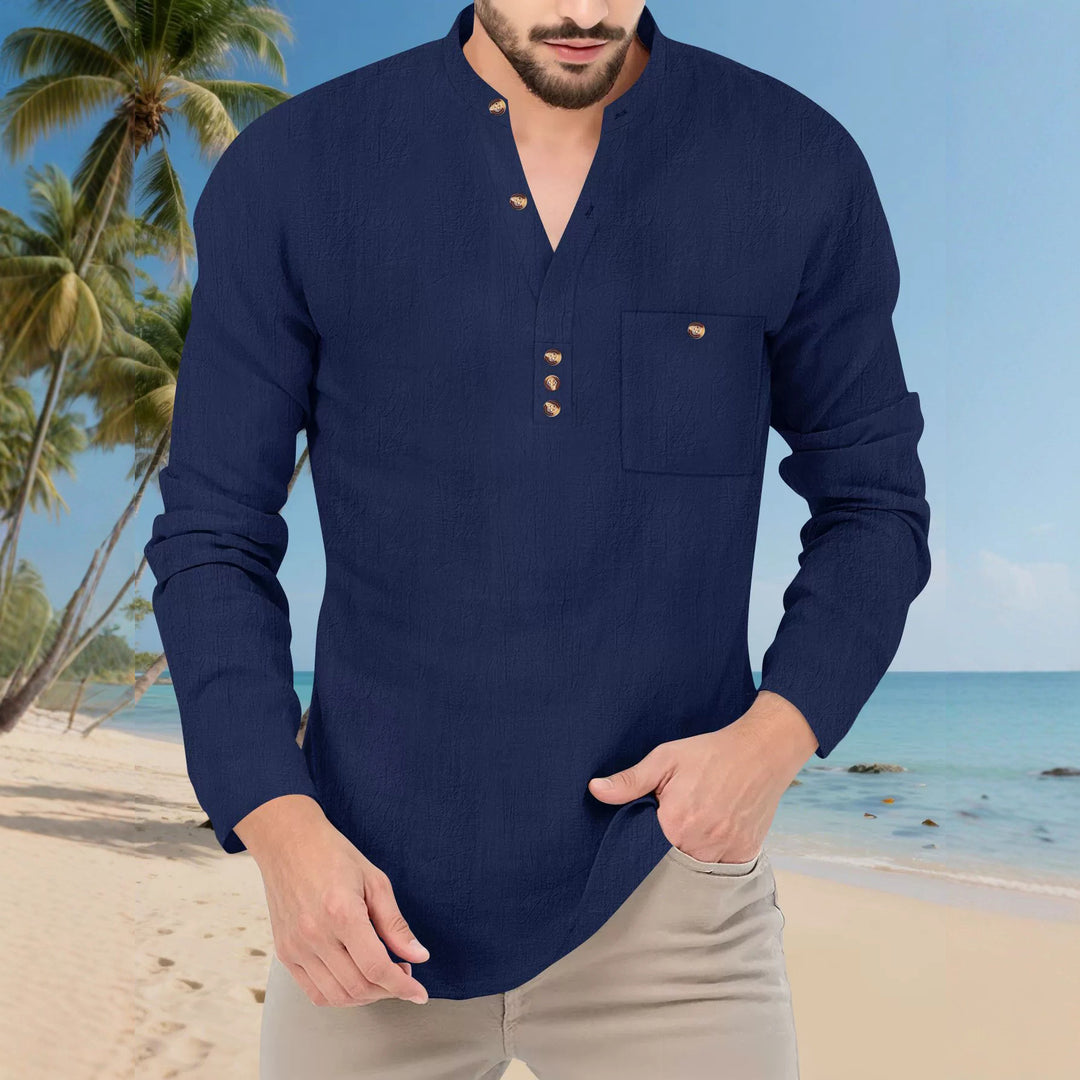 Casual long-sleeve shirt for men with button placket and chest pocket Lune London