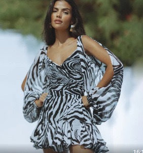 Wrap dress for women with flowy sleeves and leopard print Lune London