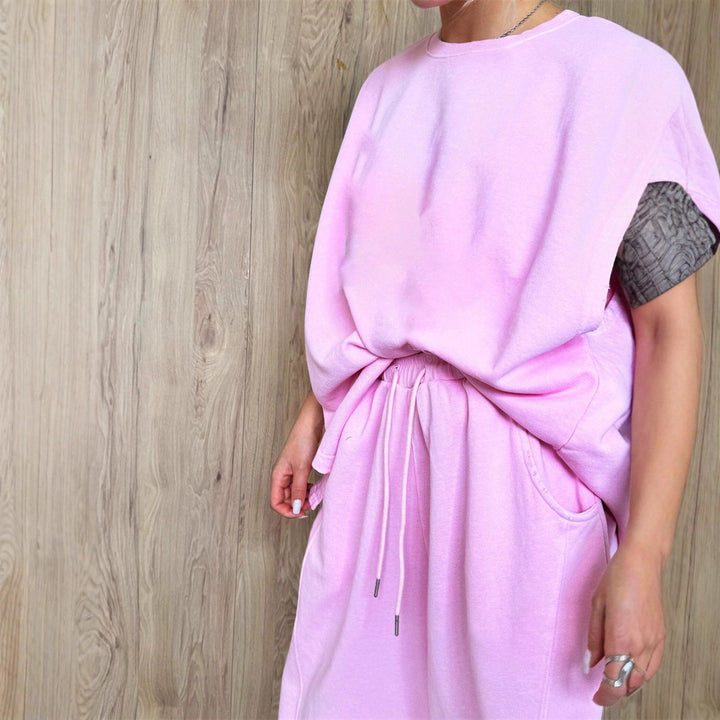 Oversized sporty dress set for women with drawstring at the waist and side pockets Lune London
