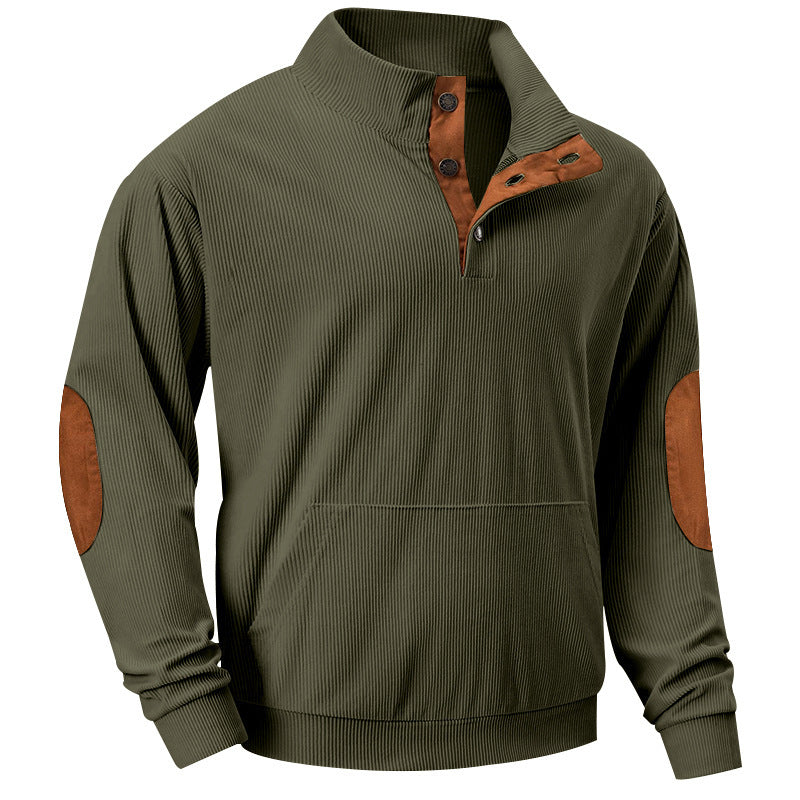 Comfortable knitted pullover for men with modern collar and reinforced elbow patches Lune London