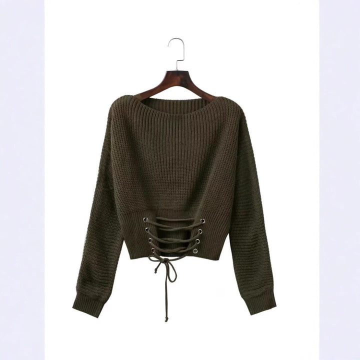 Trendy knit sweater for women with a deep back detail and a relaxed fit Lune London