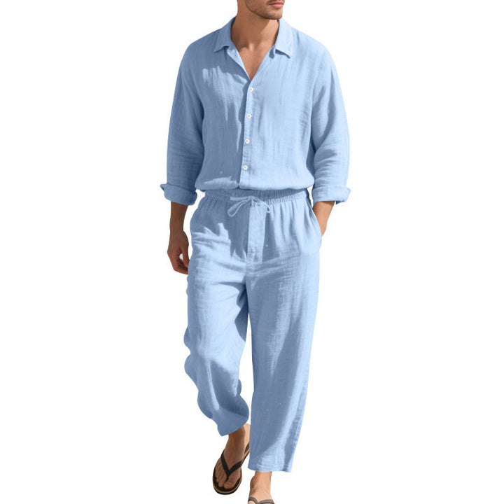 Men's Casual Linen Suit with Elastic Waistband and Comfort Fit Lune London