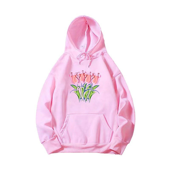 Women's hoodie with floral tulip motif Chic & Stil
