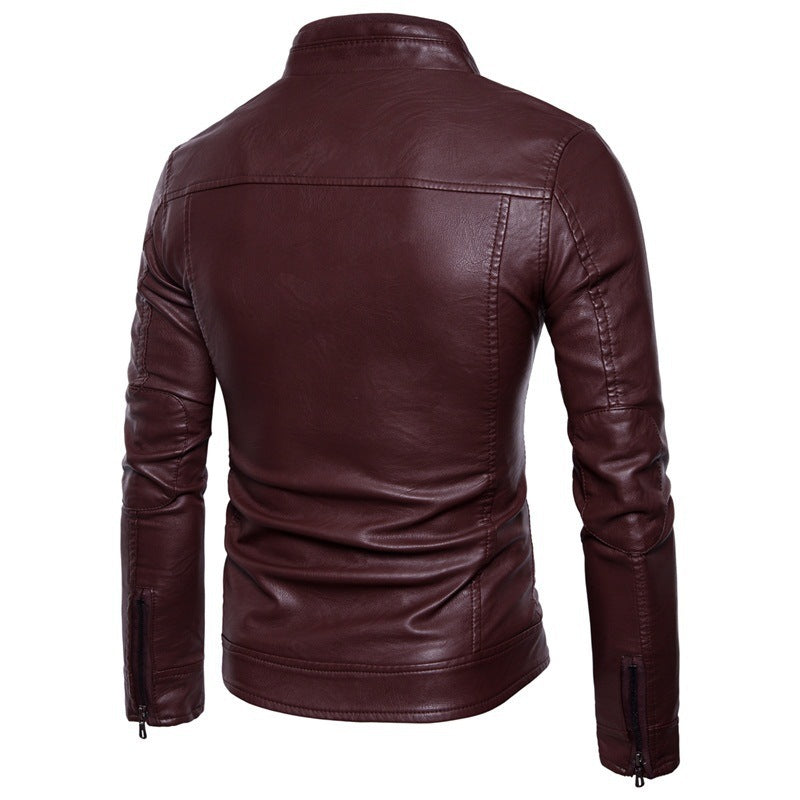 Lune London stylish motorcycle jacket for men in faux leather with high collar